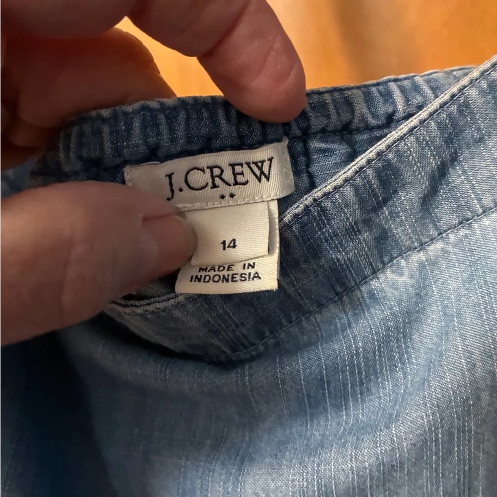 J Crew Light Blue Denim Women's Wide-Leg Overalls pockets 14 - Picture 9 of 11